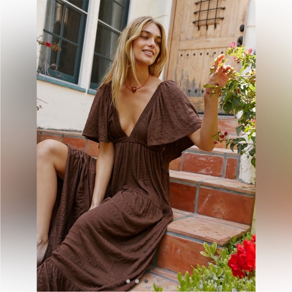 Free People Beach La La Maxi Dress in Fondue Fudge SMALL